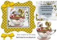 Cute christmas mice in a teacup, in gold polkadot frame