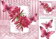 Pretty pink flowers in ornate 8x8 frame with butterflies