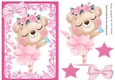 Teddy Ballerina with pink bow in ornate A5