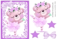 Teddy Ballerina with lilac bow in ornate A5