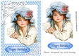 Lovely vintage lady in blue polkadot A5 Frame