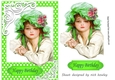 Lovely vintage lady in green polkadot A5 Frame