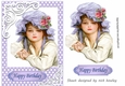Lovely vintage lady in lilac polkadot A5 Frame card front/insert