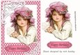 Lovely vintage lady in pink polkadot A5 Frame