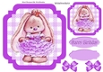 Cute bunny in lilac ballerina dress with bows 7x7