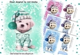 4 Cute puppies in christmas knitted hat A5 card fronts mini kit
