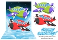 Cartoon Planes in the sky black/red plane