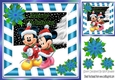 Cute minnie and mickey in the snow with blue poinsettias 8x8