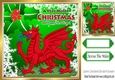 The welsh dragon, with christmas poinsettia 8x8