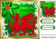 The welsh dragon in welsh lanuage, with christmas poinsettia 8x8