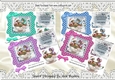 4 christmas mice in teacups, in polkadot frames card fronts mini kit (set 2)