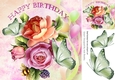 Pretty pink/peach roses with butterflies & balloons 8x8