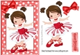 Pretty ballerina in red with brown hair A5