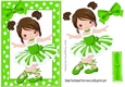 Pretty ballerina in green with brown hair A5