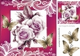 pretty vintage lilac roses in ornate frame 8x8