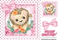 Cute lion with pretty flowers in polkadot frame with pink bows 8x8
