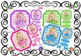 4 Cute bunnies in ballerina dresses with bows card fronts 7x7 mini kit