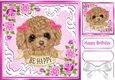 Sweet puppy with bows and pink roses 8x8