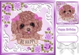 Sweet puppy with bows and lilac roses 8x8