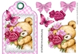cute bear on pink gingham tag