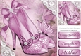 Pretty lilac shoe with diamantes and lace corners 8x8