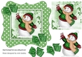 lovely snowman in  green polkadot frame with bows 7x7