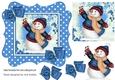 lovely snowman in blue polkadot frame with bows 7x7