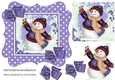 lovely snowman in purple polkadot frame with bows 7x7
