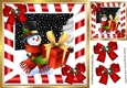 Snowman with present and red bows 8x8