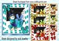 4 Snowmen with presents and bows 8x8 card fronts mini kit