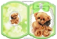 Cute little bear with green bow on lace bracket card