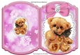 Cute little bear with pink bow on lace bracket card