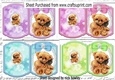  4 Cute little bears with bows on lace bracket cards mini kit