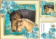 pretty floral frame with horse and foal 8x8