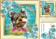 pretty floral frame with cute yorkie puppy 8x8
