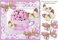pretty lilac roses in a teacup with butterflies 8x8