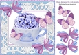 pretty blue roses in a teacup with butterflies 8x8