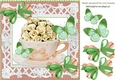 pretty peach roses in a teacup with butterflies 8x8