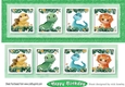four cute dinos in green glitter DL