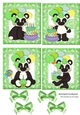 4 cute birthday pandas with green bows toppers