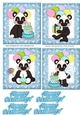4 cute birthday panda toppers in blue for boys