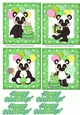 4 cute birthday panda toppers in green for boys