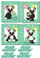 4 cute birthday panda toppers in turq for boys