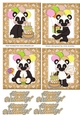4 cute birthday panda toppers in gold for boys