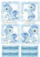 4 Cute blue little ponies in daisy frame toppers