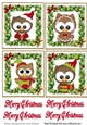 4 lovely christmas holly and bow toppers with owls