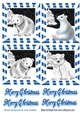 4 cute christmas white polar bears toppers in blue