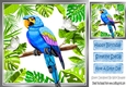 blue painted parrot in tropical leaf frame 8x8, with gift card/topper makes a lovely card