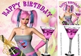 Birthday girl with cocktails (purple) 8x8