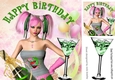 Birthday girl with cocktails (green) 8x8